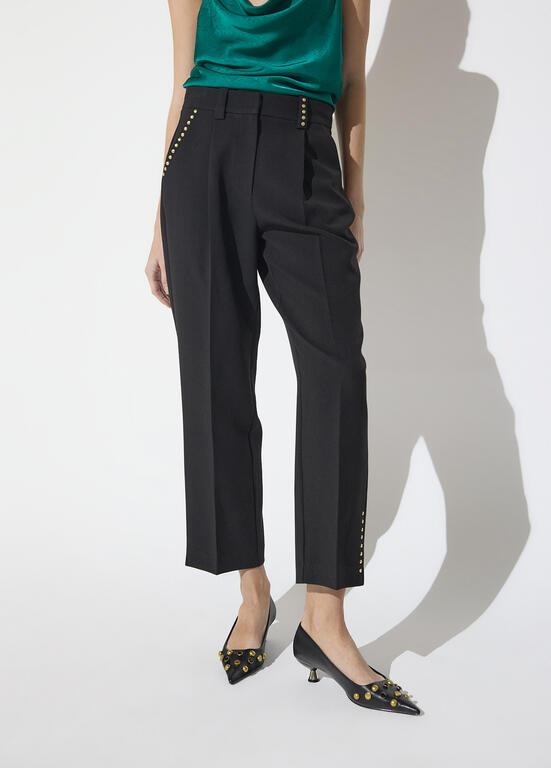 Lola Casademunt Cropped pants with studded details black