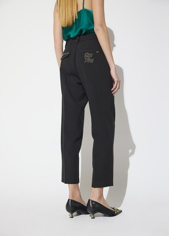 Lola Casademunt Cropped pants with studded details black