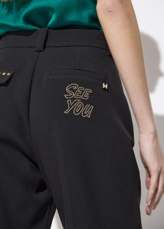Lola Casademunt Cropped pants with studded details black