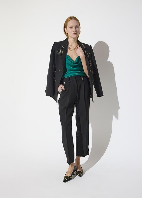 Lola Casademunt Cropped pants with studded details black