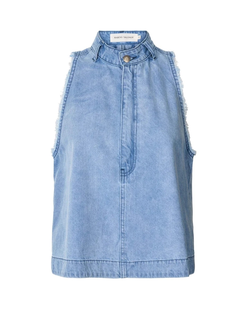 Rabens Saloner Faya halter top light washed denim