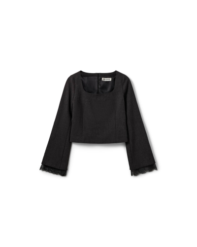 Sofie Schnoor Lacco suiting blouse dark grey melange