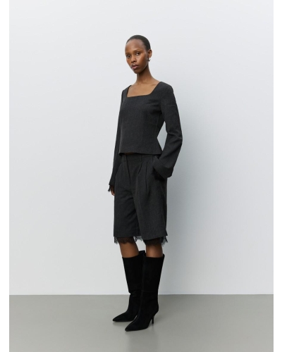 Sofie Schnoor Lacco suiting blouse dark grey melange