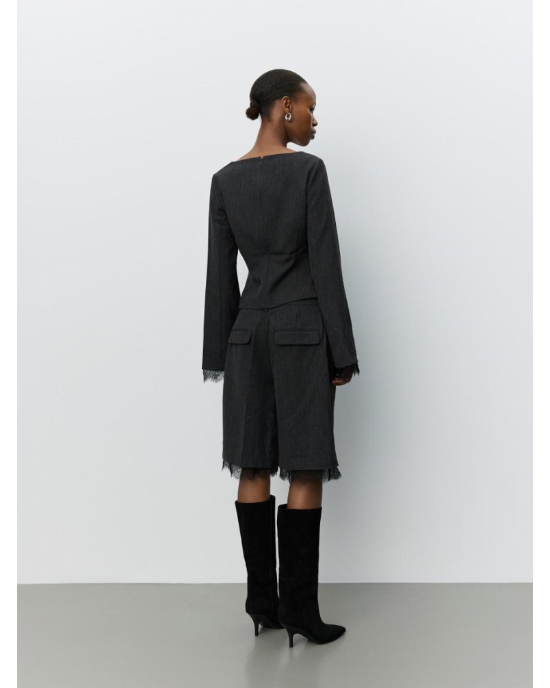 Sofie Schnoor Lacco suiting blouse dark grey melange