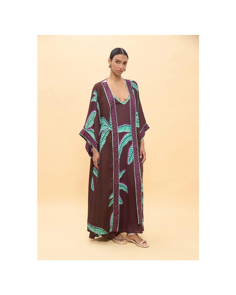 Lola Casademunt Palm tree kimono brown/green