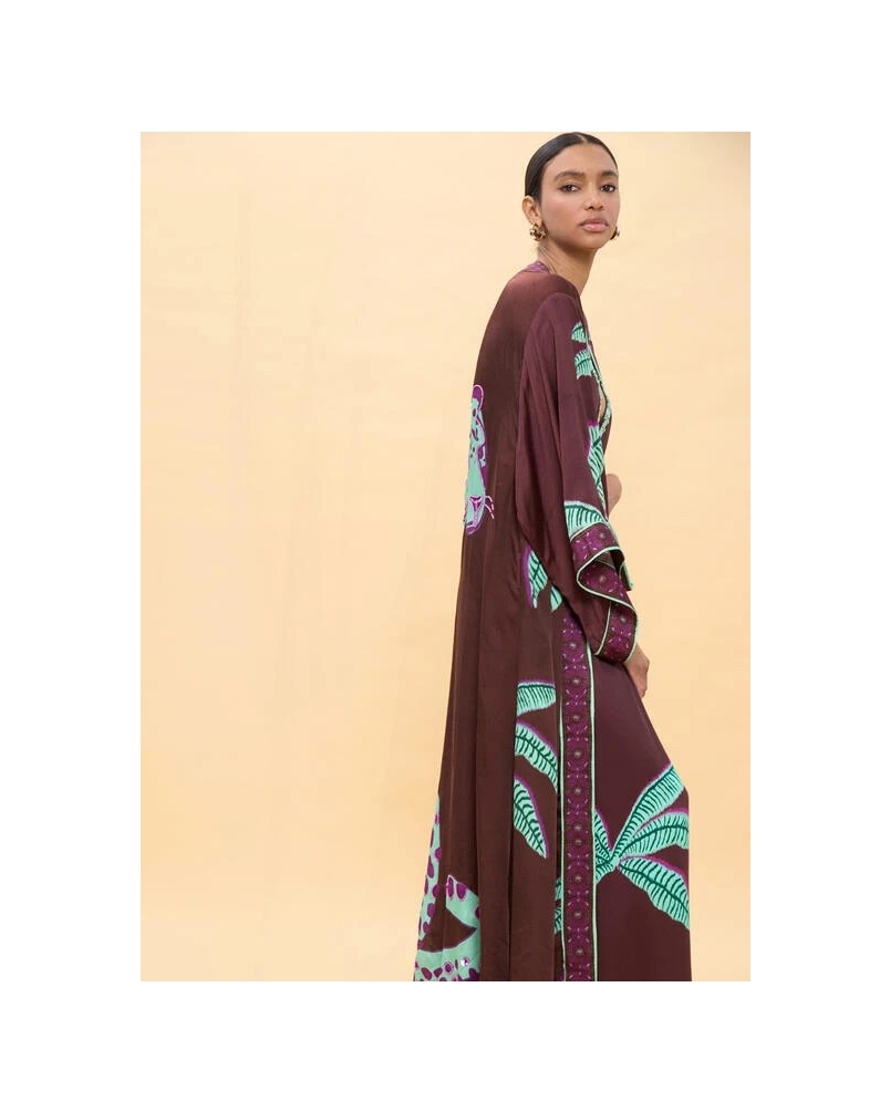 Lola Casademunt Palm tree kimono brown/green