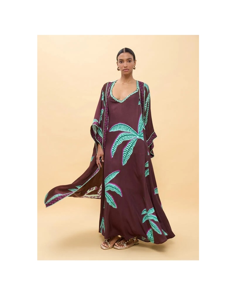 Lola Casademunt Palm tree kimono brown/green