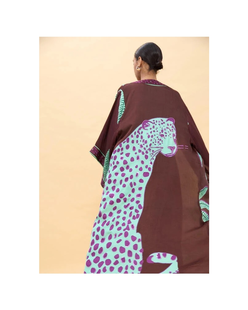 Lola Casademunt Palm tree kimono brown/green