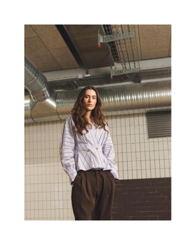 Gossia Mie blouse blue/brown stripes