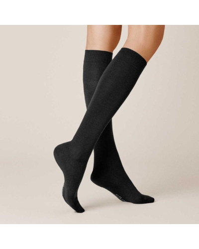 Kunert Soft wool cotton kniekousen black