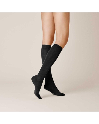 Kunert Soft wool cotton kniekousen black