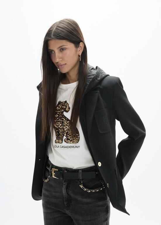 Lola Casademunt Technical blazer with quilted nylon vest black