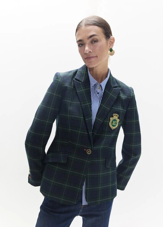 Lola Casademunt Checked blazer azul-verde