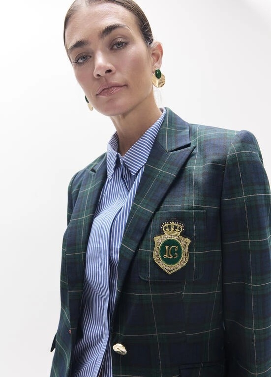 Lola Casademunt Checked blazer azul-verde