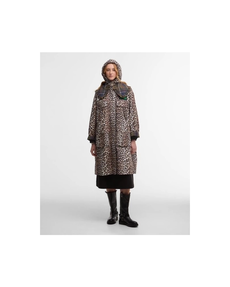 Barbour x GANNI leopard waterproof parka jacket ganni leopard print