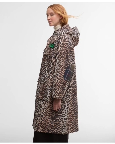 Barbour x GANNI leopard waterproof parka jacket ganni leopard print