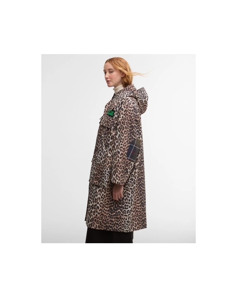 Barbour x GANNI leopard waterproof parka jacket ganni leopard print