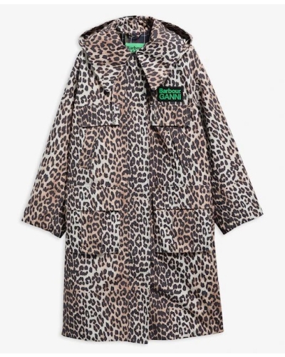 Barbour x GANNI leopard waterproof parka jacket ganni leopard print