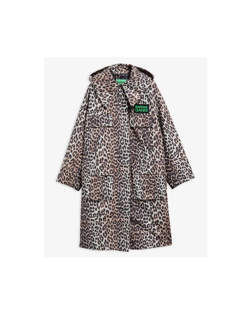 Barbour x GANNI leopard waterproof parka jacket ganni leopard print