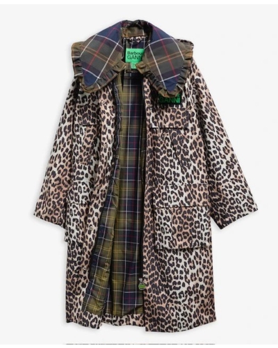 Barbour x GANNI leopard waterproof parka jacket ganni leopard print