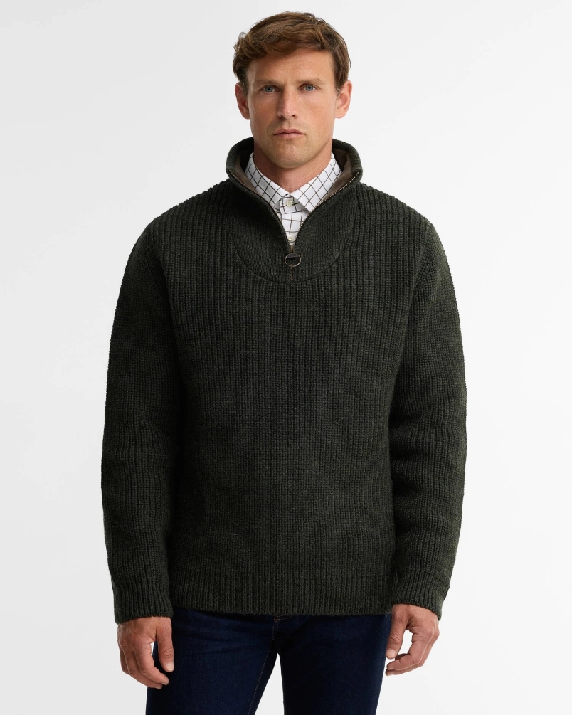Barbour New Tyne quarter-zip jumper olive-
