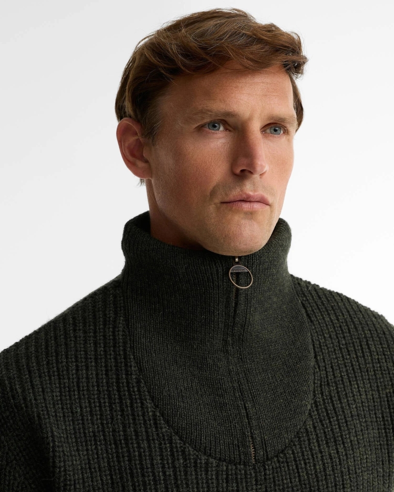 Barbour New Tyne quarter-zip jumper olive-
