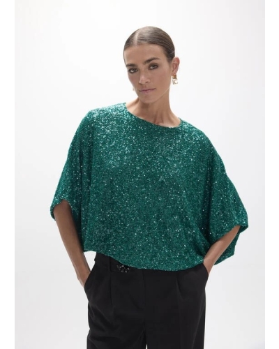 Lola Casademunt Sequin Top petrol