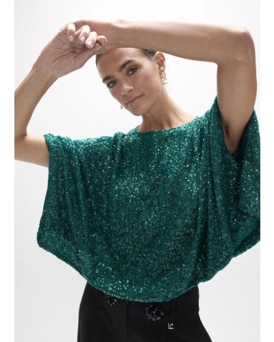 Lola Casademunt Sequin Top petrol
