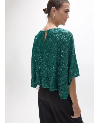 Lola Casademunt Sequin Top petrol