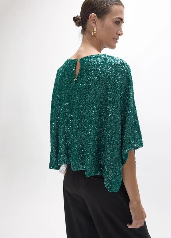 Lola Casademunt Sequin Top petrol