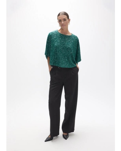 Lola Casademunt Sequin Top petrol