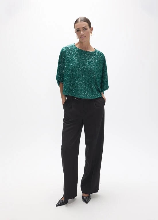 Lola Casademunt Sequin Top petrol