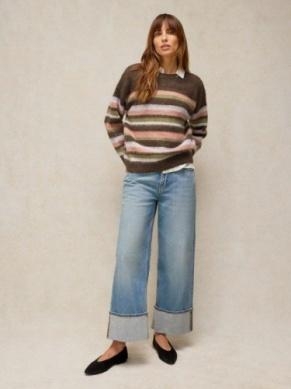 White Stuff Blured stripe jumper brown multi