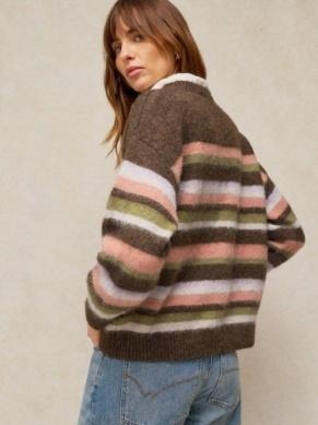 White Stuff Blured stripe jumper brown multi
