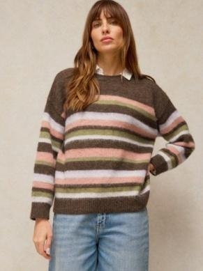 White Stuff Blured stripe jumper brown multi