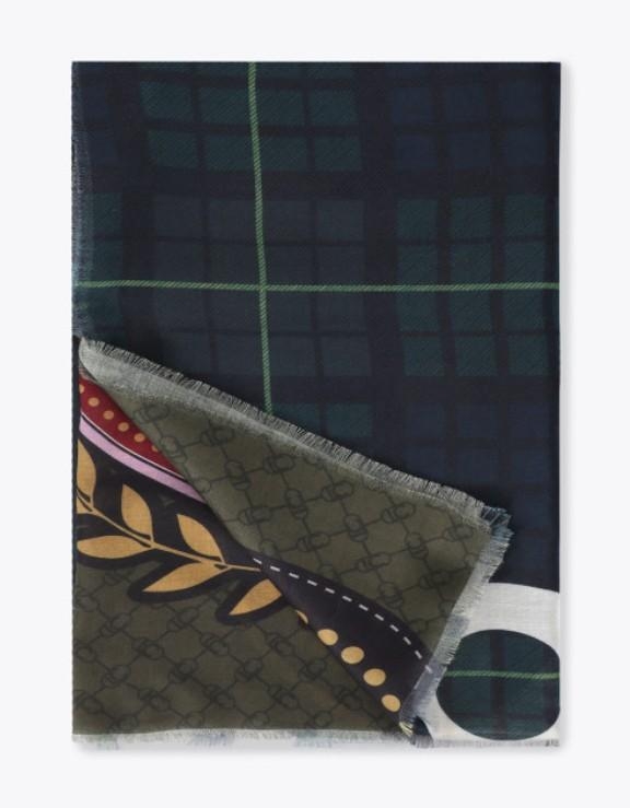 Lola Casademunt Plaid and patch scarf blue-green