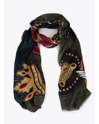 LOLA CASADEMUNT Lola Casademunt Plaid and patch scarf