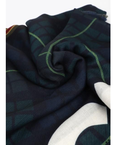 Lola Casademunt Plaid and patch scarf blue-green