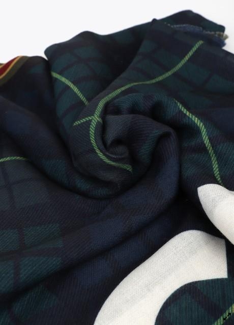 Lola Casademunt Plaid and patch scarf blue-green