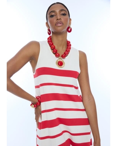 Lola Casademunt Knitted short flared dress ecru-rood