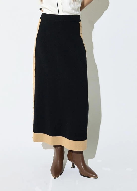 Lola Casademunt Skirt with tound studs negro-marron