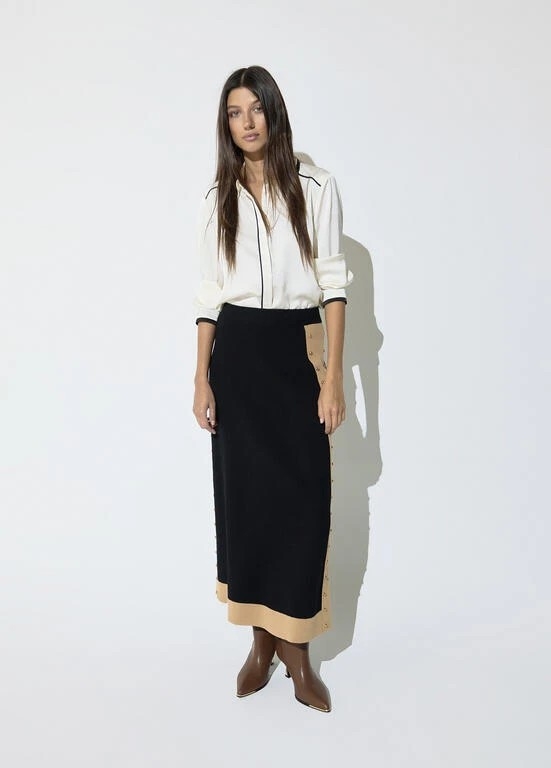 Lola Casademunt Skirt with tound studs negro-marron