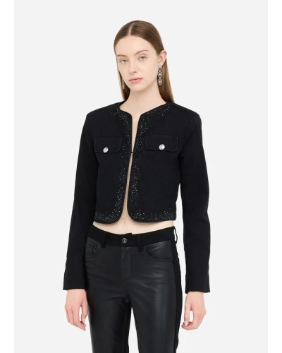 Liu Jo denim jacket with rhinestones den.black ecs bony w