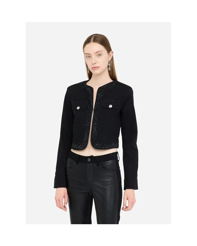 Liu Jo denim jacket with rhinestones den.black ecs bony w