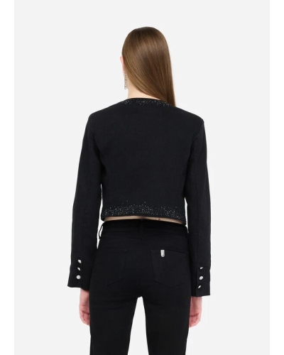 Liu Jo denim jacket with rhinestones den.black ecs bony w