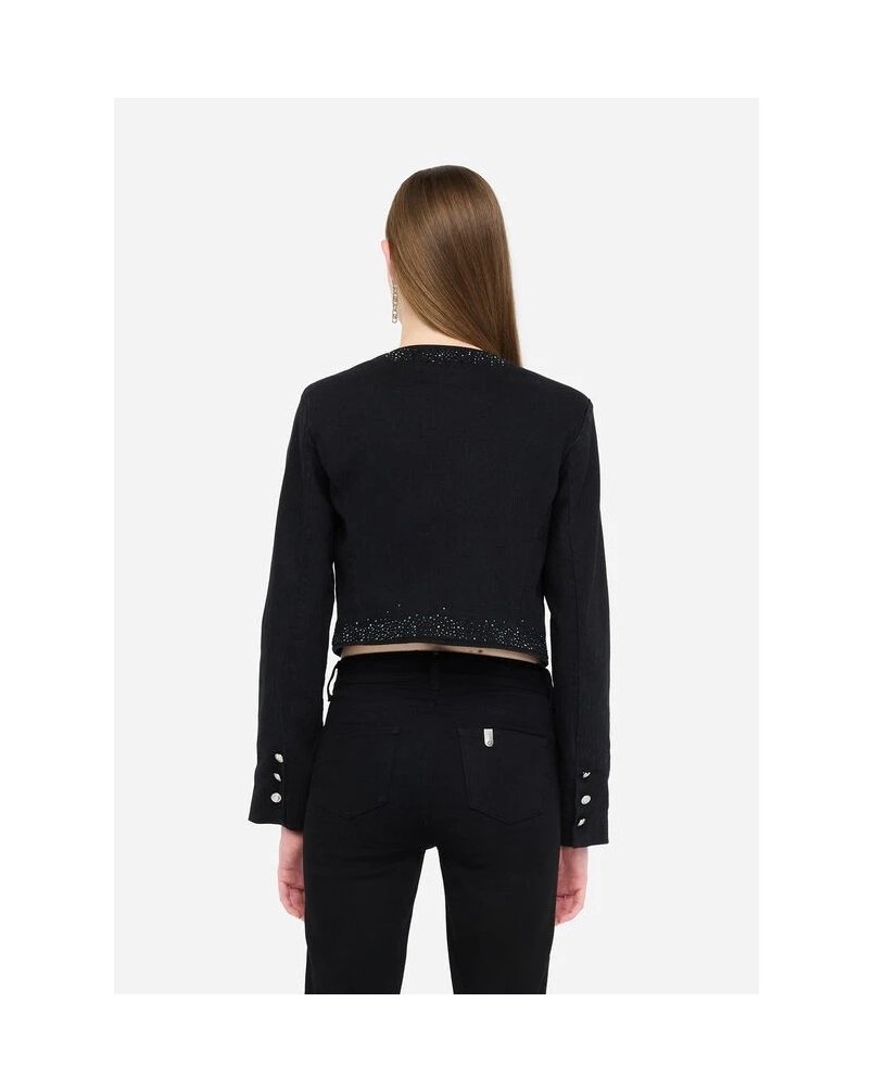 Liu Jo denim jacket with rhinestones den.black ecs bony w