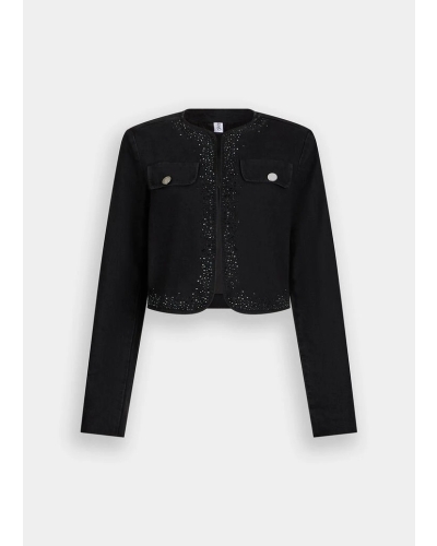 Liu Jo denim jacket with rhinestones den.black ecs bony w