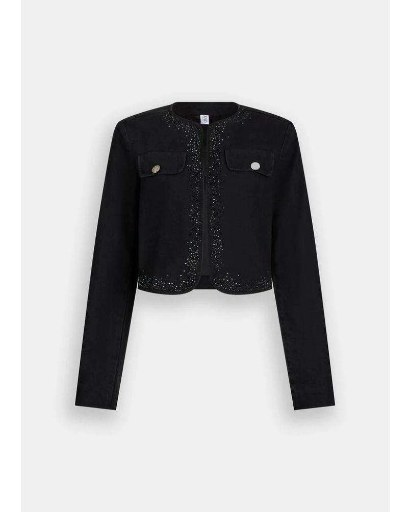 Liu Jo denim jacket with rhinestones den.black ecs bony w
