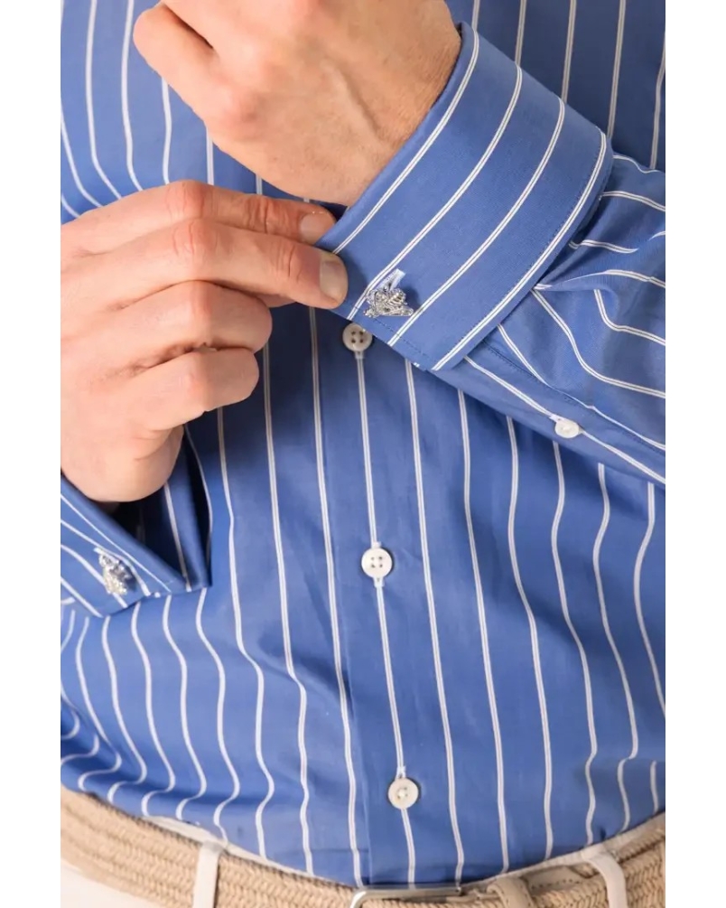 De Vent Luke doubel cuff blue stripe blue stripe l