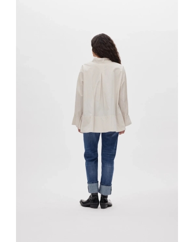 Rabens Saloner Smea Poplin Flared Shirt white